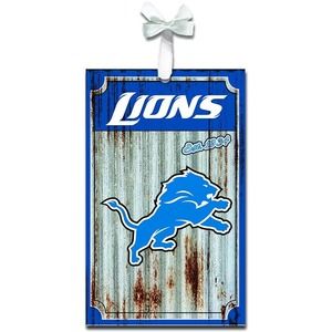 Evergreen Detroit Lions Metal Corrugate Christmas Ornament 5"
